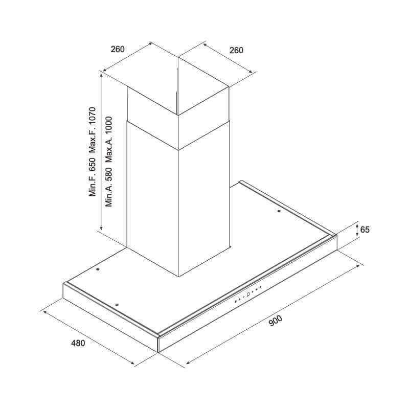 Máy hút mùi áp tường Malloca Skylight K213