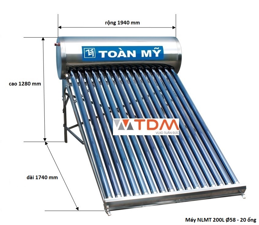 bản vẽ máy nước nóng năng lượng mặt trời Toàn Mỹ 200L dòng I304
