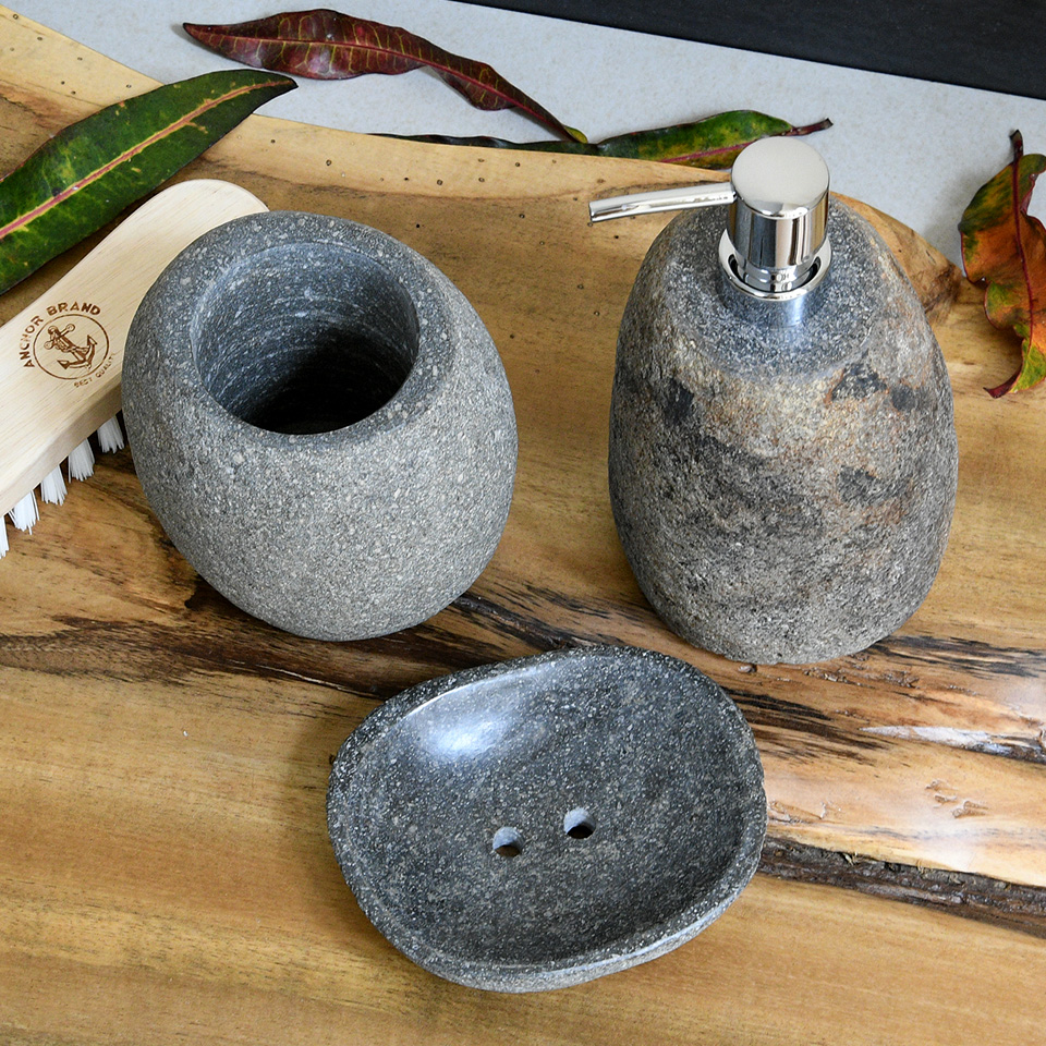 Bộ bình, hủ, chai, lọ, cốc, đựng, đá cuội , phòng tắm, nhà tắm