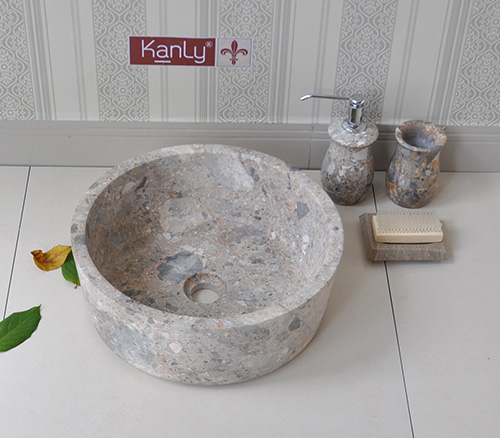 Bộ lọ đựng trong phòng tắm bằng đá tự nhiên nguyên khối