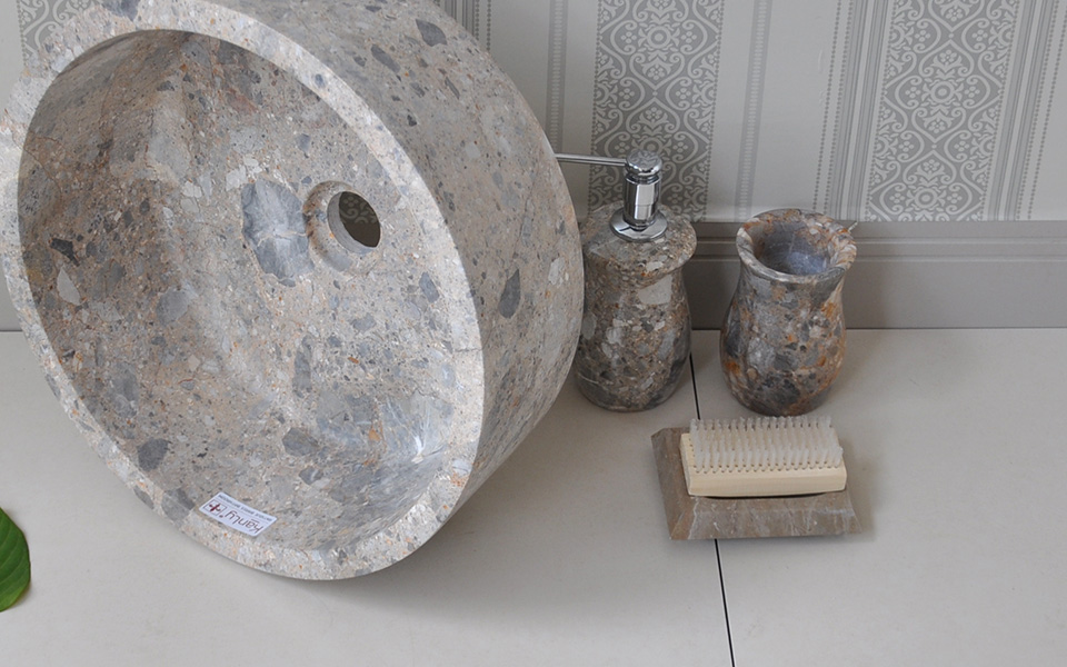 Bộ lọ đựng trong phòng tắm bằng đá tự nhiên nguyên khối