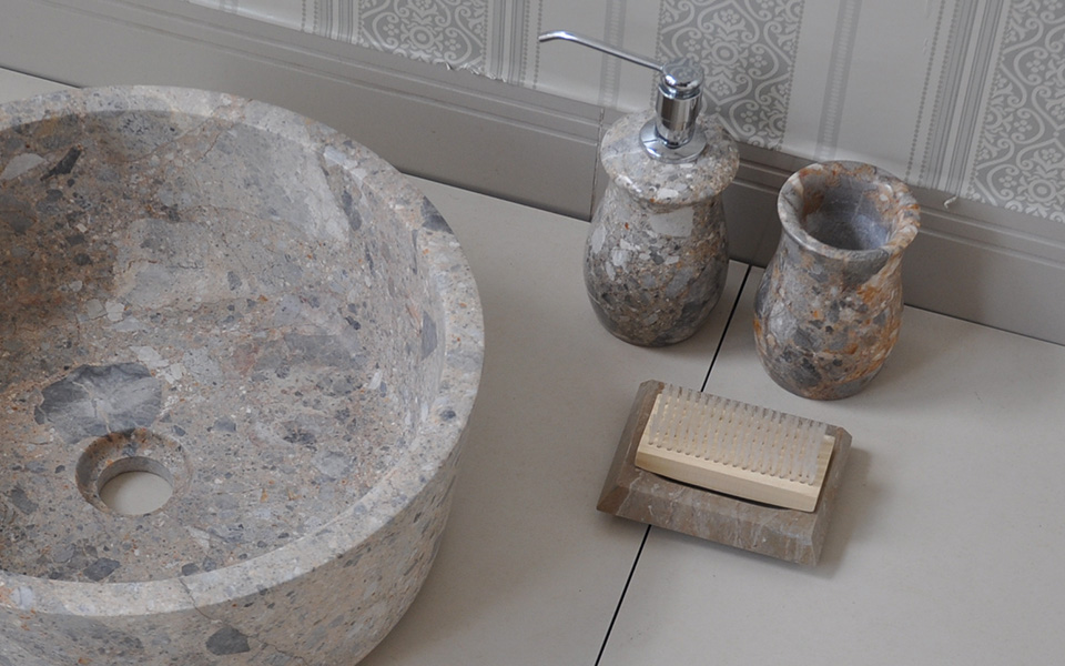 Bộ lọ đựng trong phòng tắm bằng đá tự nhiên nguyên khối