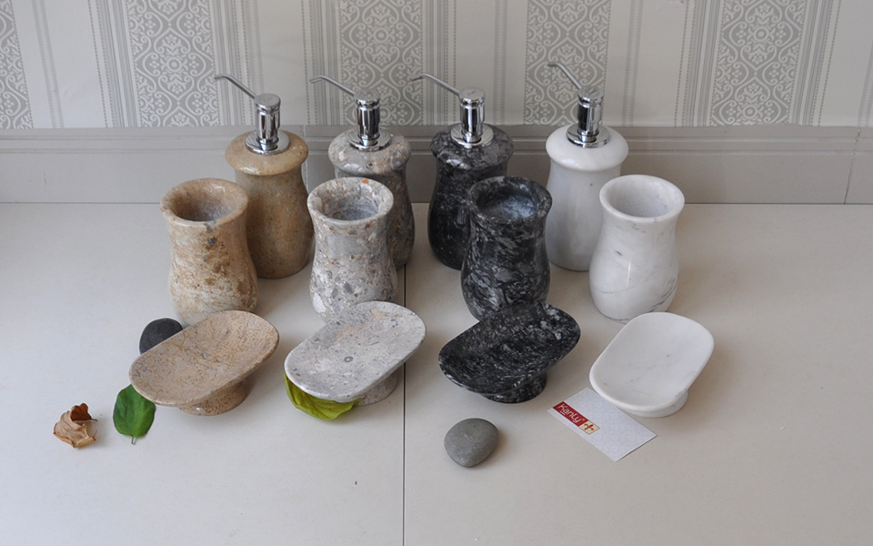 Bộ lọ đựng trong phòng tắm bằng đá tự nhiên nguyên khối
