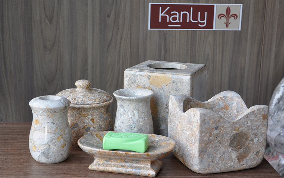 Bộ lọ đựng trong phòng tắm bằng đá tự nhiên nguyên khối