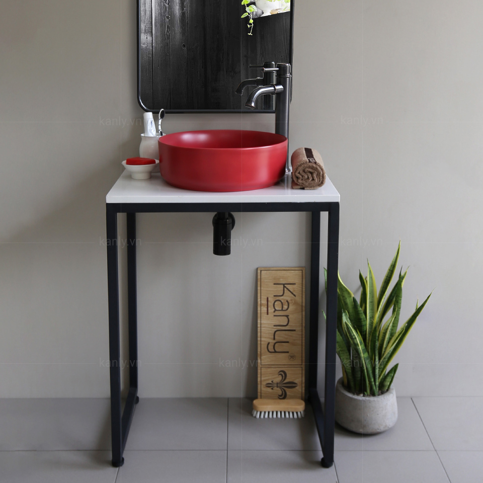 Chậu rửa mặt bằng sứ màu đỏ SU528