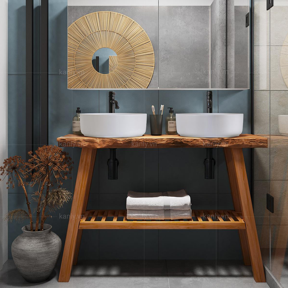 Phối cảnh cho chậu sứ lavabo màu trắng
