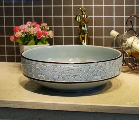Chậu lavabo sứ hoa văn, mỹ thuật, gốm, sứ
