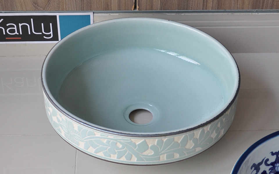 Chậu lavabo sứ hoa văn, mỹ thuật, gốm, sứ