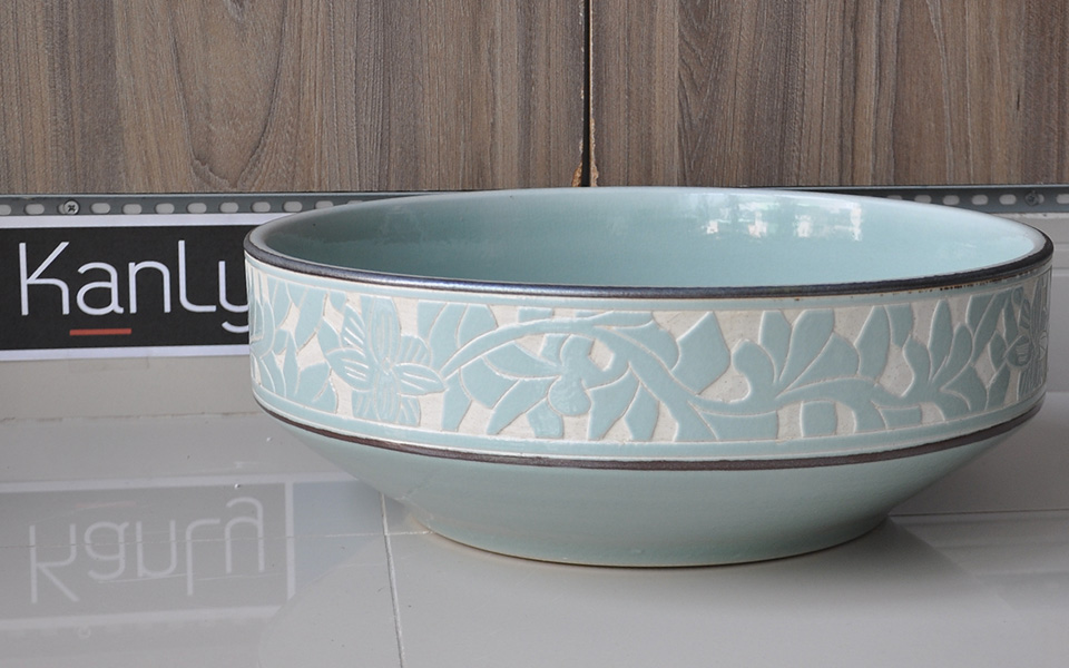 Chậu lavabo sứ hoa văn, mỹ thuật, gốm, sứ