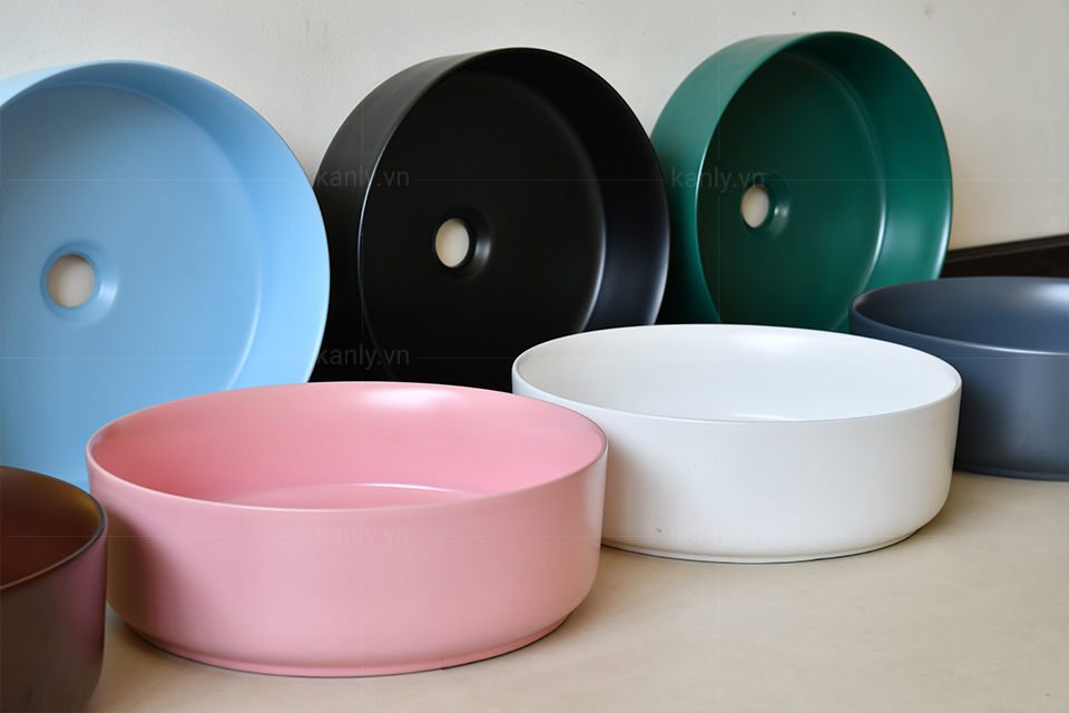Lavabo sứ màu Pastel mờ sang trọng, thanh lịch