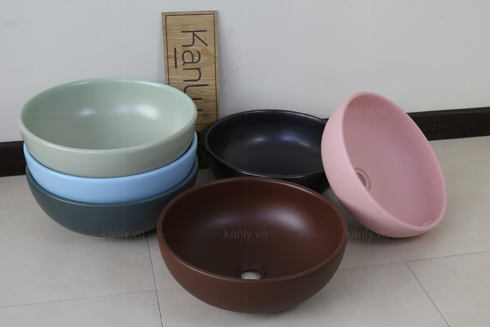 Bộ sưu tập màu lavabo tròn bằng sứ
