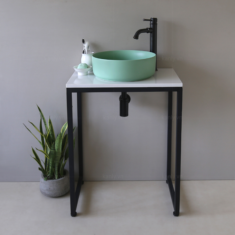 Lavabo tròn màu xanh ngọc SU526, chậu sứ màu KanLy